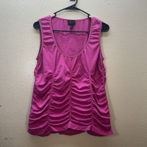 TORRID Sz 1/2 Pink Scoop Neck Ruched Side Plus Size Sleeveless Tank Top Y2K